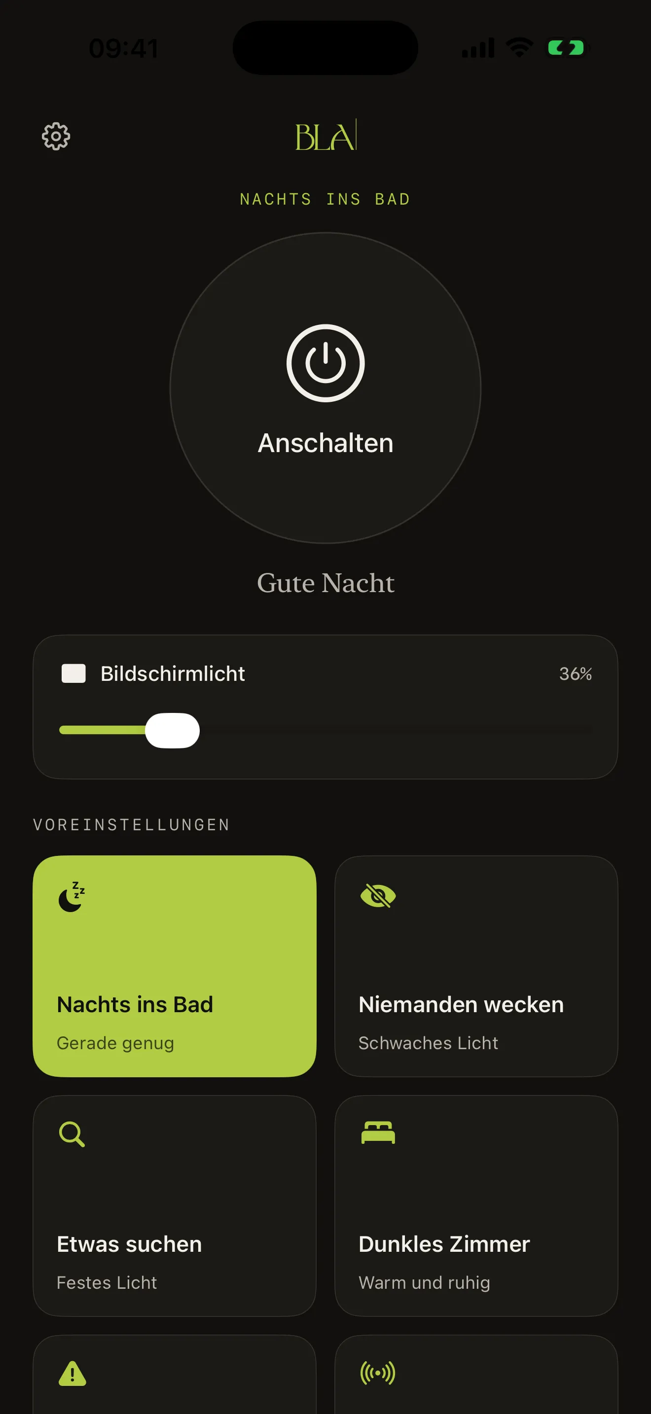 Home screen in German