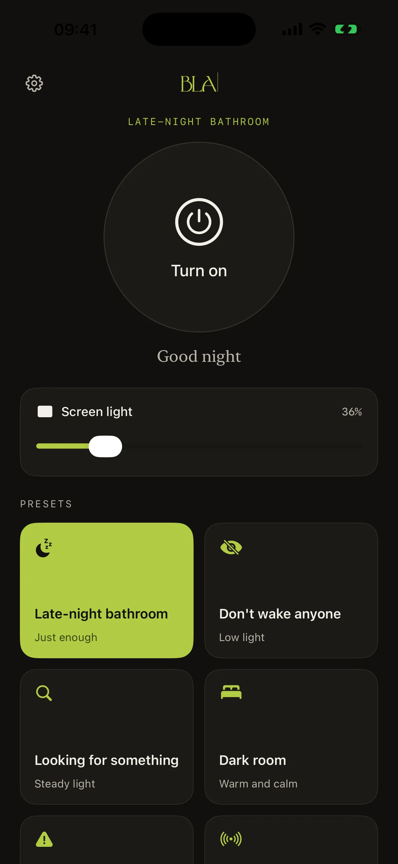 Home screen in English
